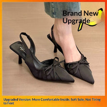 Load image into Gallery viewer, Women's Bow-Tie Pointed Toe Sandals - Elegant Pointed Toe Mid Heel Shoes