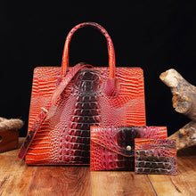Load image into Gallery viewer, Women's Crocodile-Grain Crossbody Tote Bag Set - 3-Piece Premium PU Leather Handbag Collection