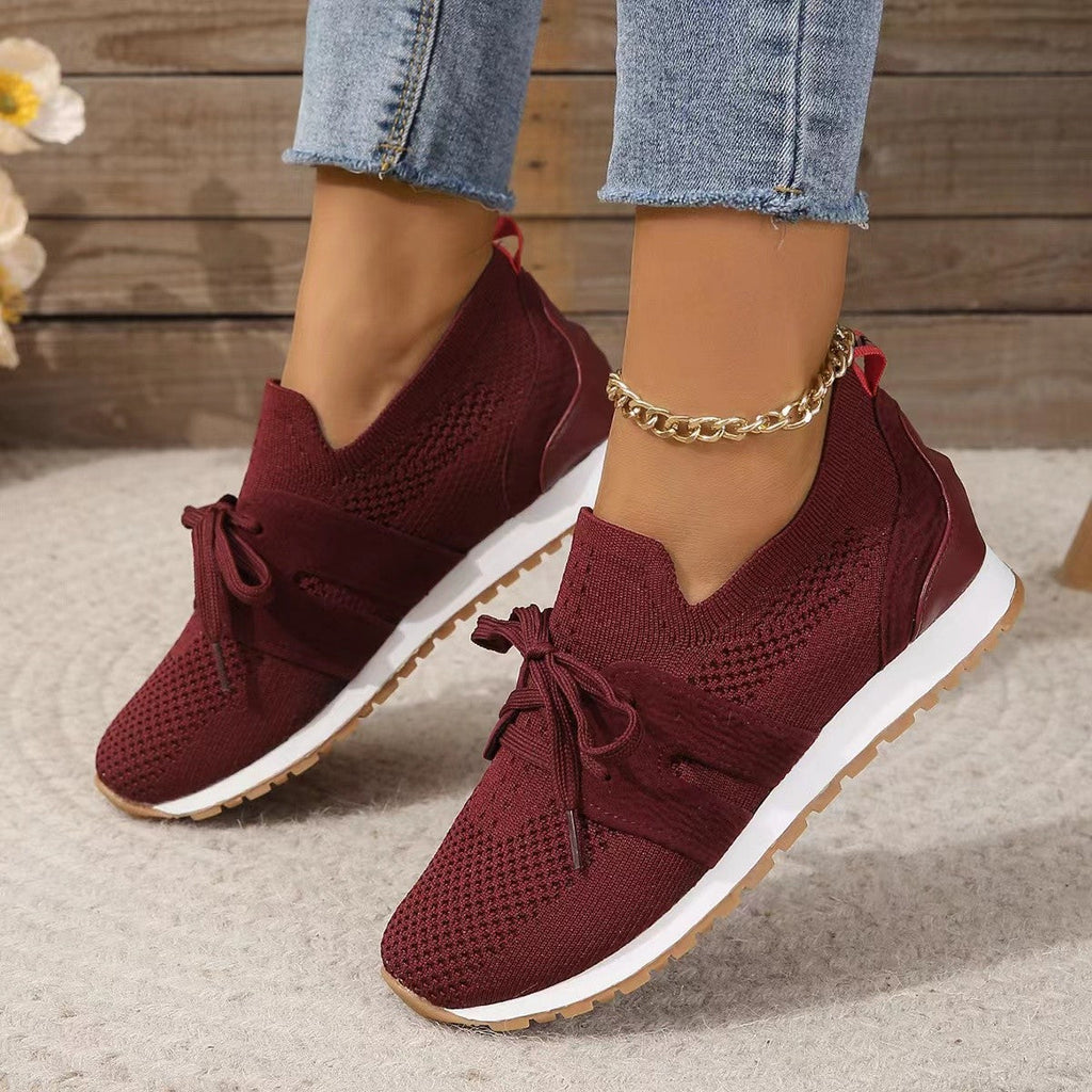 Women's Lace-Up Mesh Flats | Breathable Casual Walking Wedge Shoes
