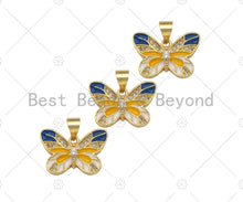 Load image into Gallery viewer, Enamel Colorful Butterfly Shape Pendant,CZ Micro Pave Enamel 18K Gold Pendant,Enamel Jewelry,18x12mm,Sku#LK297