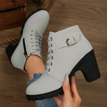 Load image into Gallery viewer, Women's Cross-Tie Chunky-Heel Ankle Boots | Block Heel Lace-Up Booties