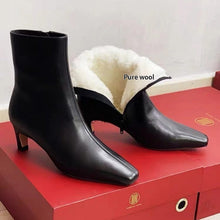 Load image into Gallery viewer, Women's Genuine Leather Snow Boots | Cowhide Sheepskin Wool-Lined Winter Stiletto Boots
