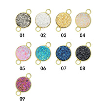 Load image into Gallery viewer, Gold/Silver Mystic Drusy Round Connector, sku#V24C