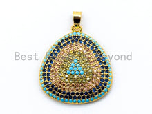 Load image into Gallery viewer, CZ Turquoise Cobalt Gold Micro Pave Trillian Pendant/Charm, sku#L49