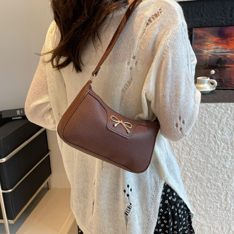 Women's Bow-Tie Western Underarm Bag - PU Leather Shoulder Bag