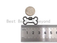 Load image into Gallery viewer, Dog Bone Shape Clasp, CZ Pave ScrewClasp, Pet Charm, Gold/Silver/Rose Gold/Black Carabiner Clasp, 14x26mm, sku#H299
