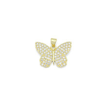 Load image into Gallery viewer, Gold Clear CZ Butterfly Charm Pendant, Sku#LX694