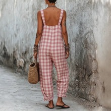 Load image into Gallery viewer, Linen Blend Sleeveless High-Waist Wide-Leg Overalls Jumpsuit – 5 Colors S–3XL