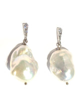 Load image into Gallery viewer, Baroque Pearl Rhinestone Encrusted Post earrings