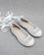 Load image into Gallery viewer, White New Lace Ballerina Flats with Ballerina Lace Up