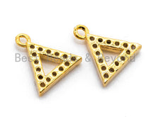 Load image into Gallery viewer, CZ Micro Pave Small Triangle Pendant/Charm, Cubic Zirconia Charm, Fashion Jewelry Findings, Gold/Silver/Rose Gold/Black Color 8x9mm, sku#B75