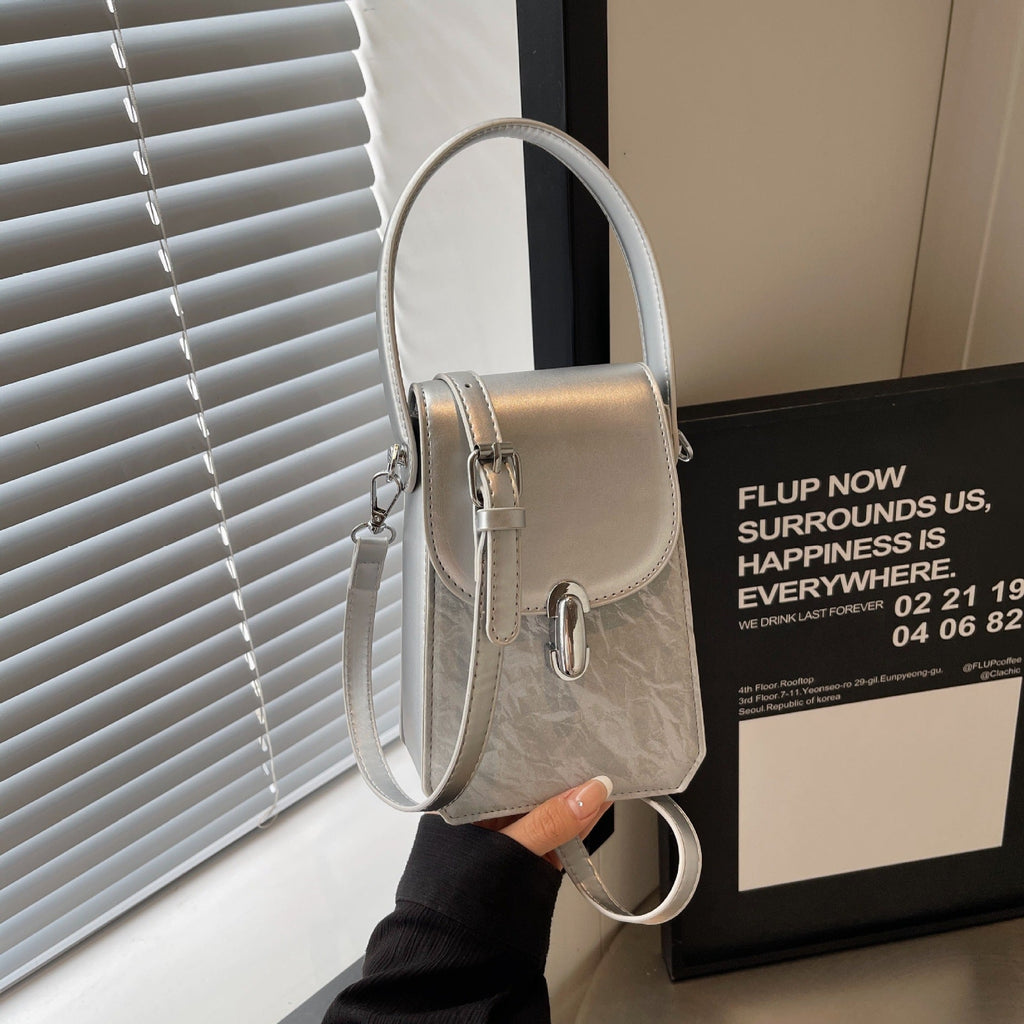 Women's Textured Square Tote Bag - PU Leather Handbag with Phone Pocket
