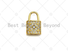 Load image into Gallery viewer, 18K Gold Micro CZ Pave Lock Pendant, Gold Lock Charm,  Padlock Beads, Jewelry Findings, 12x18mm, sku#LK46