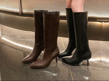 Load image into Gallery viewer, Women's Over-the-Knee Stiletto Boots – Pointed Toe PU Leather