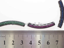 Load image into Gallery viewer, CZ Micro Pave Half Full Curve Tube for Bracelet, Purple/Fuchsia/Green/Bronze/Cobalt/Orange CZ Separator Tube, 32x5mm Tube Beads, sku#G401