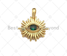Load image into Gallery viewer, CZ Micro Pave Colorful Evil Eye On North Star Shape Pendant, Gold Plated Jewelry, Necklace Bracelet Charm Pendant, 14x15mm,sku#LD06