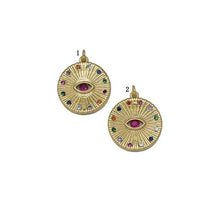 Load image into Gallery viewer, Gold Colorful CZ Evil Eye Coin Charm, Sku#LX97