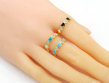 Load image into Gallery viewer, Gold CZ Colorful Enamel Heart Stackable Ring, Sku#X357