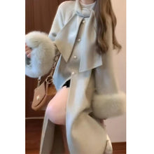 Load image into Gallery viewer, Women's Autumn And Winter High-end Super Stylish Furry Sleeve Double-faced Wool Coat