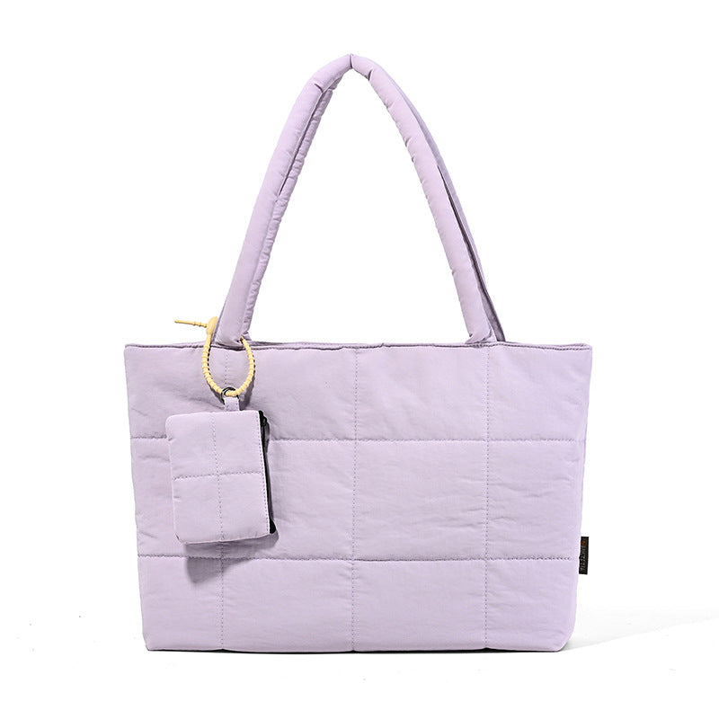 Women's Plaid Patchwork Tote Bag | Solid Color Shoulder Bag for Everyday Use