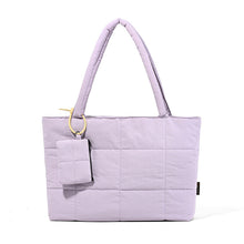 Load image into Gallery viewer, Women's Plaid Patchwork Tote Bag | Solid Color Shoulder Bag for Everyday Use