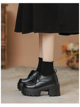 Load image into Gallery viewer, Chunky-Sole Lace-Up Loafers With Thick Chunky Heel | Women's Platform Shoes