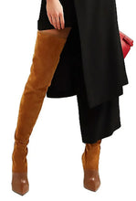 Load image into Gallery viewer, Women's Over-the-Knee Suede Boots - Stiletto Heel Pointed Toe Stretch Boots