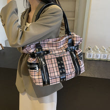 Load image into Gallery viewer, Women's Plaid Crossbody Bag with Rivet Details