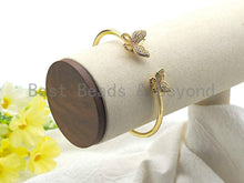 Load image into Gallery viewer, Coloful CZ Butterfly Open Cuff Bracelet, Sku#X75