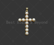 Load image into Gallery viewer, Mother of Pearl Cross Shape Pendant/Charm,18K Gold MOP Charm, 27x40mm, Sku#LD30