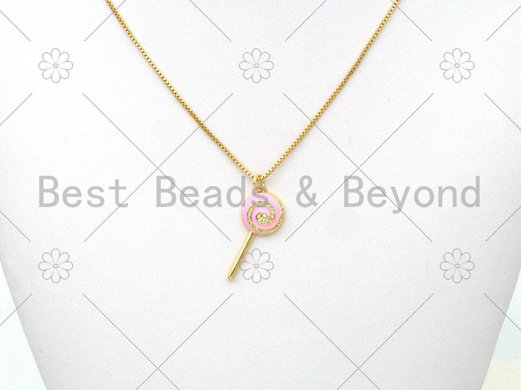 Enamel Colorful Lollipop Shape Pendant,18K Gold Filled CZ Micro Pave Lollipop Charm,Enamel Pendant,Enamel Jewelry,13x30mm,sku#L588