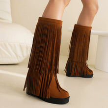 Load image into Gallery viewer, Women's Tassel Wedge Boots | High-Heel Thick-Soled Retro Fashion Boots | Black Brown Yellow