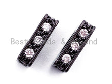 Load image into Gallery viewer, CZ Micro Pave Large Hole Rectangle Spacer Beads, Cubic Zirconia Big Hole Spacer Beads, Large Hole Spacer, 1pc/2pcs, sku#C55