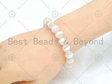 Load image into Gallery viewer, White One Line/Football Tibetan Agate Stretchy Bracelet