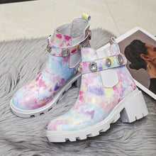 Load image into Gallery viewer, Women's Rhinestone Chunky Heel Ankle Boots - Mid Heel Fashion Boots
