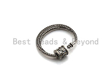 Load image into Gallery viewer, Fully Clear CZ Micro pave Crescent D Shape Clasp, CZ Pave D Clasp, Antique Silver Carabiner Clasp, 24x25mm, sku#H182