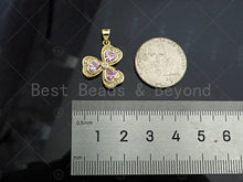 Load image into Gallery viewer, Gold Filled Violet CZ Micro Pave Clover Shape Pendant,18K Gold Filled Clover Charm, Necklace Bracelet Charm Pendant,17x21mm,Sku#LK364