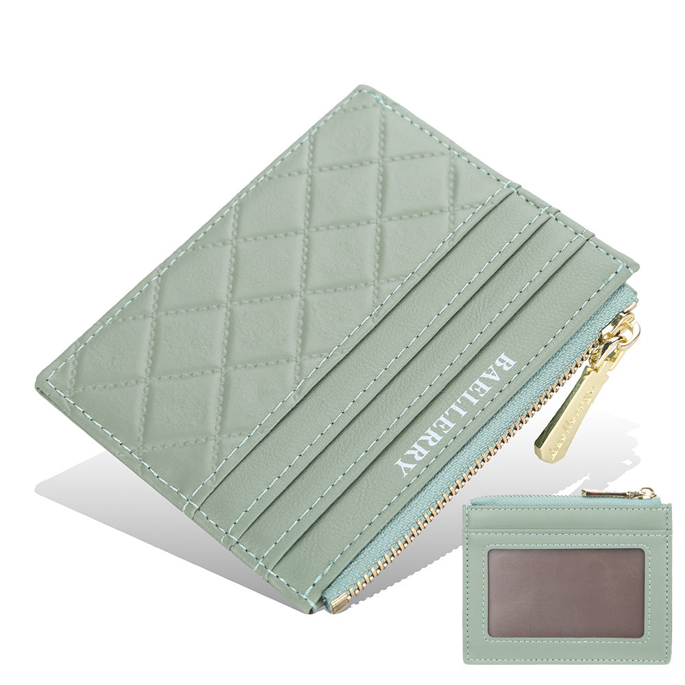 Slim Zippered ID Card Holder - PU Leather Driver's License Wallet with RFID Protection