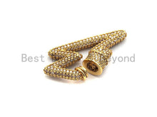 Load image into Gallery viewer, Fully CZ Micro pave Lightning Bolt Clasp, CZ Pave Lock, Gold/Silver/Rose Gold/Gunmetal Carabiner Clasp, 19x31mm, sku#H151