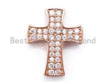 Load image into Gallery viewer, CZ Micro Pave Cross Link Connector, Cubic Zirconia Spacer Beads, 23x19mm, sku# E129C