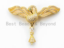 Load image into Gallery viewer, CZ Micro Pave Bird Tassel Head/ Pendant/Connector with Post, 332x45mm, SKU#F245