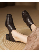 Load image into Gallery viewer, Women's British Style Square-Toe Chunky Heel Pumps | Studded Deep-Vamp High Heels