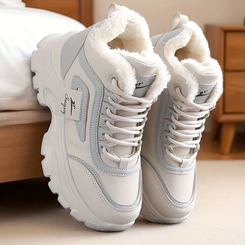 Women's Fleece-Lined High-Top Sneakers | Warm Winter Casual Shoes