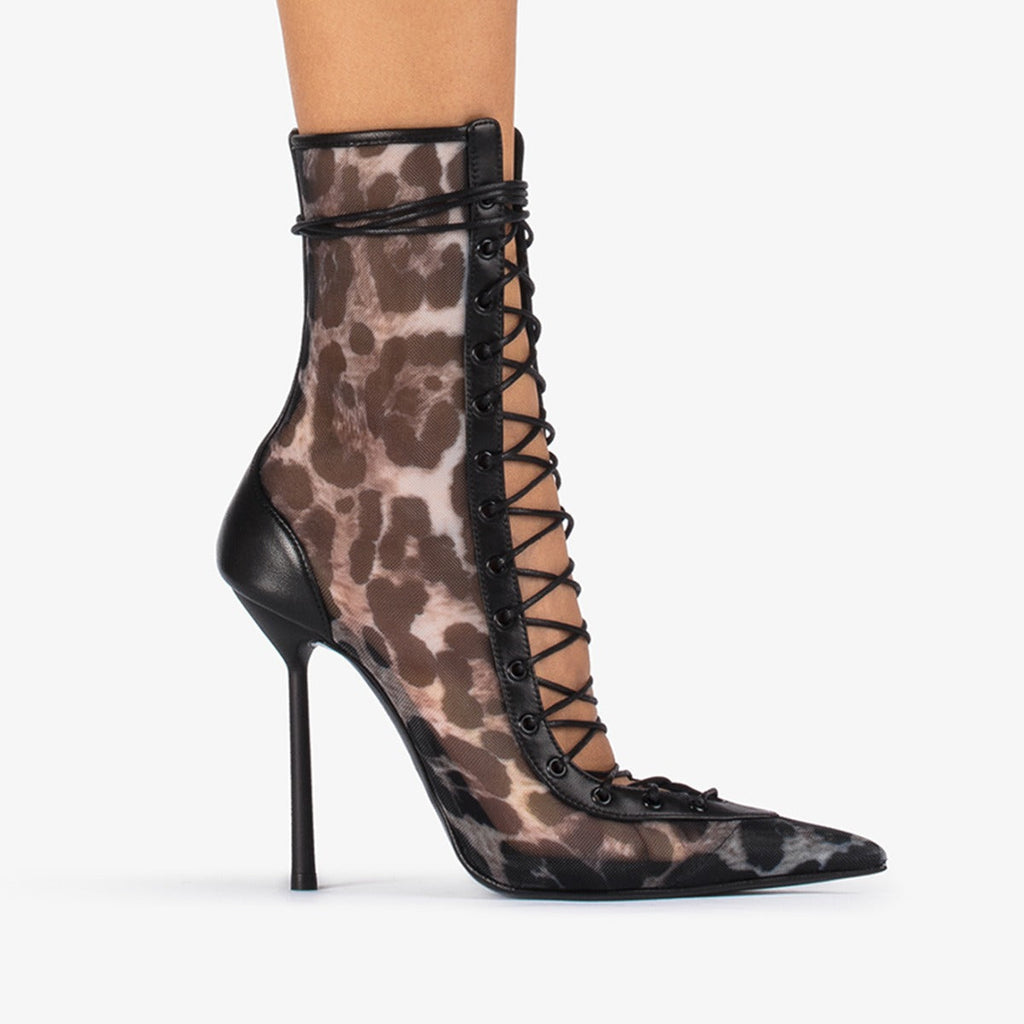 Women's Mesh Patent Leather Stiletto High-Heel Sandals | Pointed Toe Back Zipper | Sizes 35–45