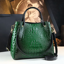 Load image into Gallery viewer, Crocodile-Print Women's Shoulder Bag - Textured PU Leather Handbag with Metal Accents