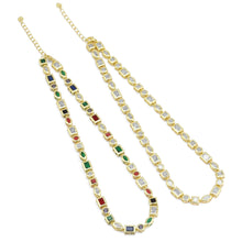 Load image into Gallery viewer, Clear Colorful Oval Square Rectangle Round CZ necklace, LD454