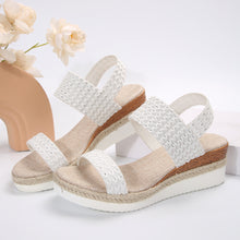 Load image into Gallery viewer, Women's Peep-Toe Wedge Sandals | PU Upper Open-Toe Platform Heels