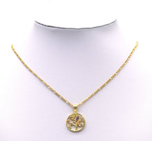 Load image into Gallery viewer, Gold Colorful CZ Life Tree On Round Ring Charm, Sku#JL126