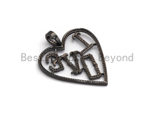 Load image into Gallery viewer, Large CZ Micro Pave Heart LOVE Pendant,Cubic Zirconia Pendant/Charm,Pave Findings, Gold/Black/Silver/Rose Gold,34*37mm, sku#F629C