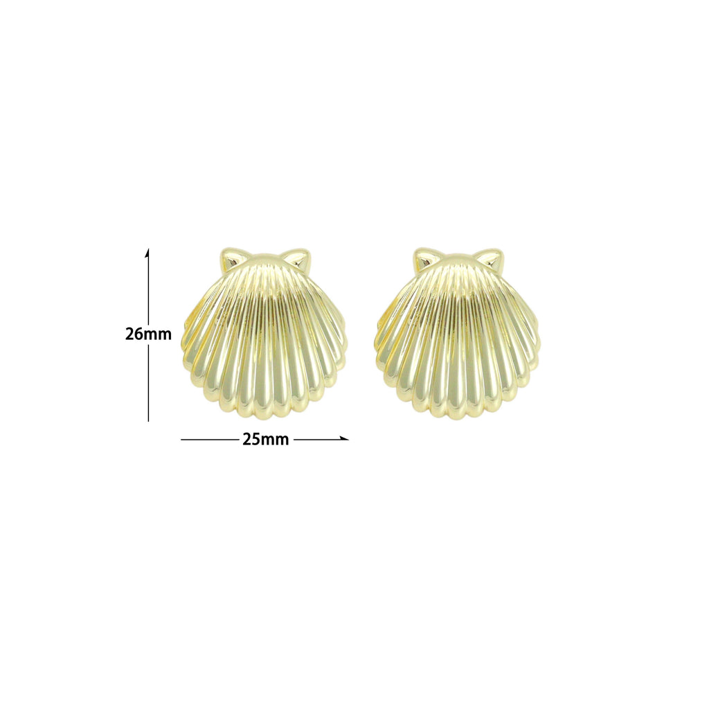 Clam Shell Shape Stud Earrings, Sku#L739